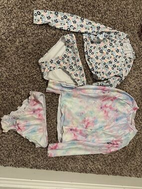 Roxy flower Swim Set and Andy & Evan Pastel Tie-Dye swim set (bundle)